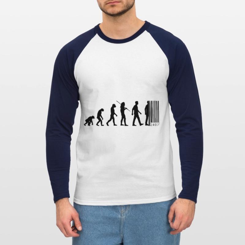 Evolution - barcode Unisex Long Sleeve Baseball T-Shirt