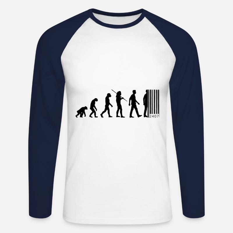 Evolution - Barcode - Unisex Baseballshirt langarm - Weiß/Navy