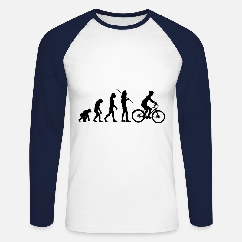 Evolution - bicycle - Unisex Long Sleeve Baseball T-Shirt - white/navy