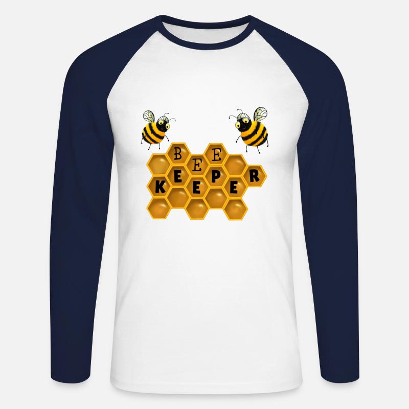 Bienen - Bee Keeper - Unisex Baseballshirt langarm - Weiß/Navy