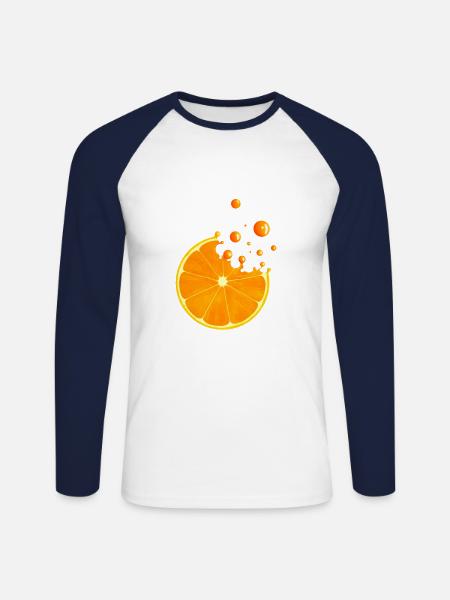 Tasty Citrus Orange - Unisex Long Sleeve Baseball T-Shirt - white/navy