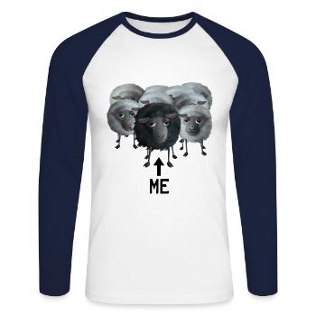 Süßes Schaf - Ich das schwarze Schaf - Unisex Baseballshirt langarm - Weiß/Navy - Vorne - Nik (191cm)