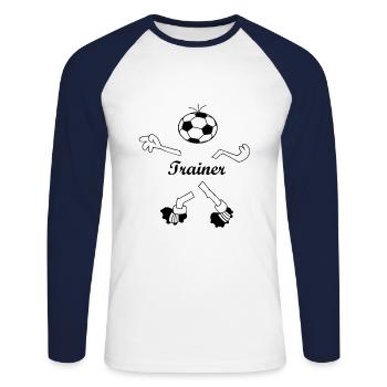 Trainer - Unisex Baseballshirt langarm - Weiß/Navy - Vorne - Nik (191cm)