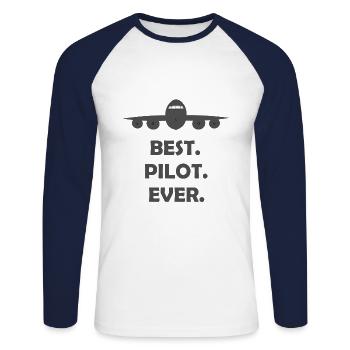 Meilleur pilote - T-shirt baseball manches longues Homme - blanc/marine - Devant - Nik (191cm)