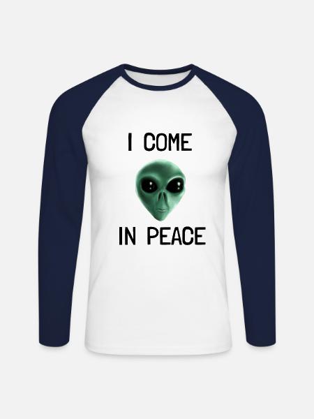 Alien - I come in peace - Unisex Long Sleeve Baseball T-Shirt - white/navy