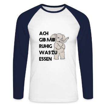 Elefant mit Hunger - Unisex Baseballshirt langarm - Weiß/Navy - Vorne - Nik (191cm)