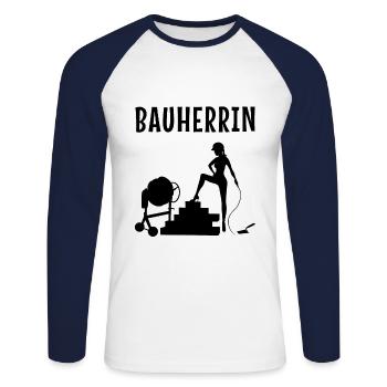 Bauherrin - Unisex Baseballshirt langarm - Weiß/Navy - Vorne - Nik (191cm)