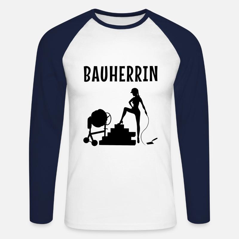 Bauherrin - Unisex Baseballshirt langarm - Weiß/Navy