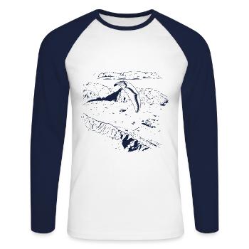 Paragliding - Unisex Baseballshirt langarm - Weiß/Navy - Vorne - Nik (191cm)
