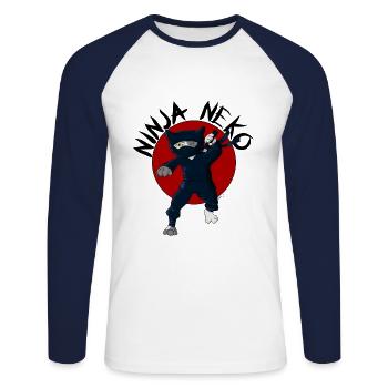 NINJA NEKO SENSEI RED - T-shirt baseball manches longues Homme - blanc/marine - Devant - Nik (191cm)
