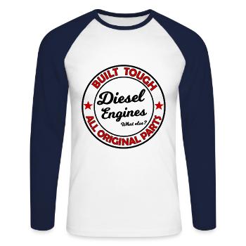 Hubraum und Diesel Motor Fans - Unisex Baseballshirt langarm - Weiß/Navy - Vorne - Nik (191cm)