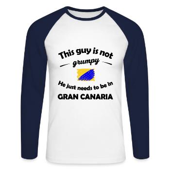 Gran Canaria Urlaub - Unisex Baseballshirt langarm - Weiß/Navy - Vorne - Nik (191cm)