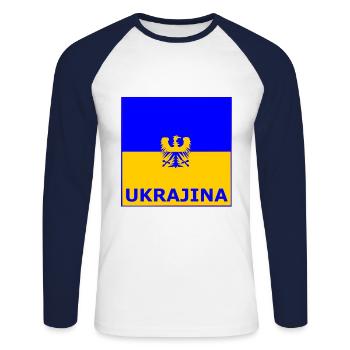 Die Ukraine - T-shirt baseball manches longues Homme - blanc/marine - Devant - Nik (191cm)