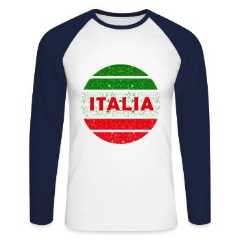 Italy Fans - Unisex Long Sleeve Baseball T-Shirt - white/navy - Front - Nik (191cm)