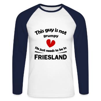 Grumpy in Friesland - Unisex Baseballshirt langarm - Weiß/Navy - Vorne - Nik (191cm)