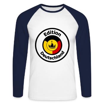 Die Edition Deutschland - Unisex Baseballshirt langarm - Weiß/Navy - Vorne - Nik (191cm)