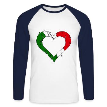 Un cœur pour les Italiens - T-shirt baseball manches longues Homme - blanc/marine - Devant - Nik (191cm)