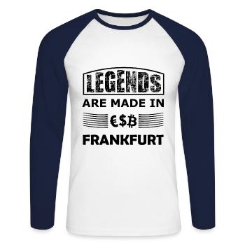 Frankfurter Legenden - Unisex Baseballshirt langarm - Weiß/Navy - Vorne - Nik (191cm)