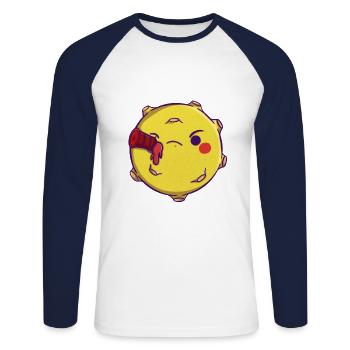 Voyage sur la Lune - T-shirt baseball manches longues Homme - blanc/marine - Devant - Nik (191cm)