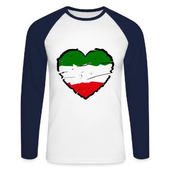Cœur de l’Italie - T-shirt baseball manches longues Homme - blanc/marine - Devant - Nik (191cm)
