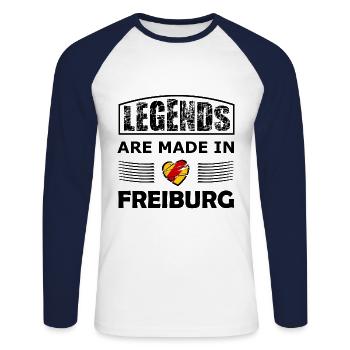 Legends in Freiburg - Unisex Long Sleeve Baseball T-Shirt - white/navy - Front - Nik (191cm)