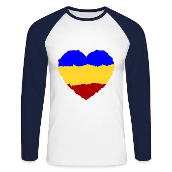 Romanian Heart - Unisex Long Sleeve Baseball T-Shirt - white/navy - Front - Nik (191cm)
