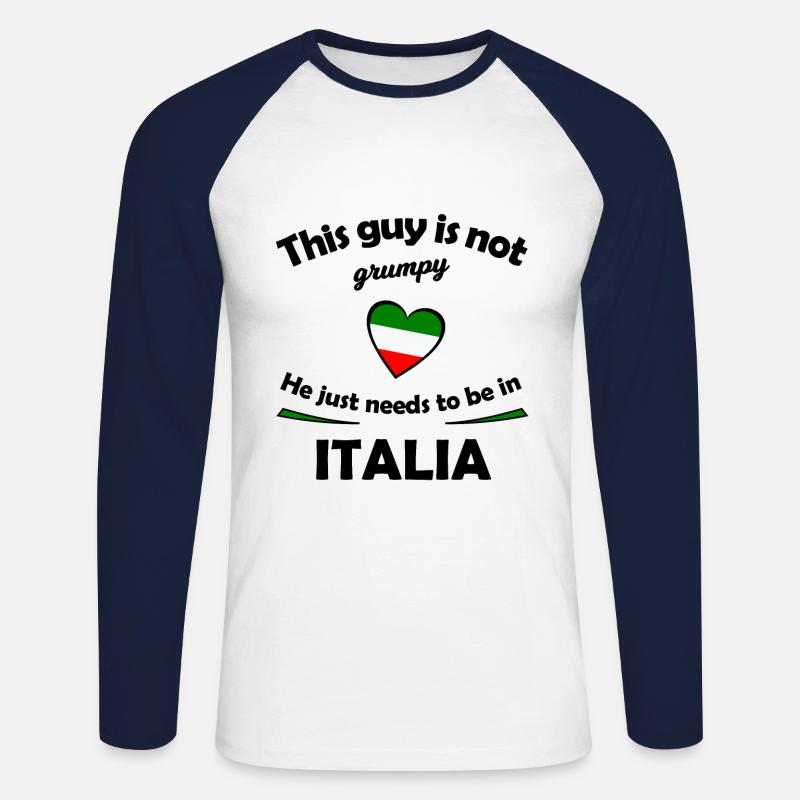 Grumpy in Italia - Unisex Baseballshirt langarm - Weiß/Navy