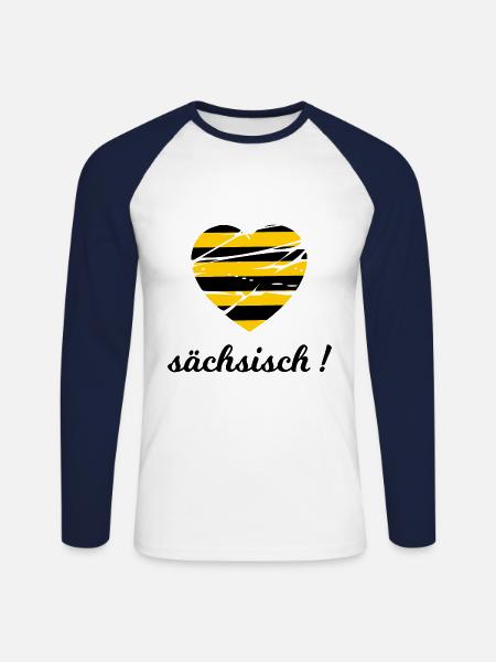 sächsisch - Unisex Baseballshirt langarm - Weiß/Navy