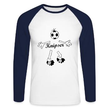 Le Clipper - T-shirt baseball manches longues Homme - blanc/marine - Devant - Nik (191cm)