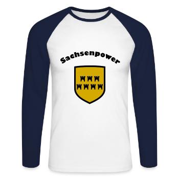 Le pouvoir de la Transylvanie - T-shirt baseball manches longues Homme - blanc/marine - Devant - Nik (191cm)