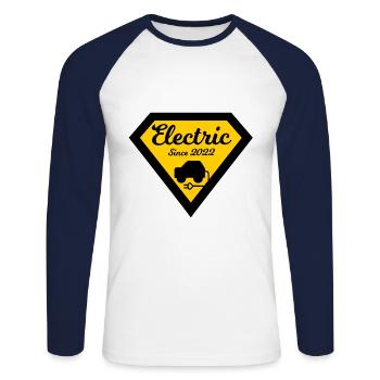 Electric vehicles - Unisex Long Sleeve Baseball T-Shirt - white/navy - Front - Nik (191cm)