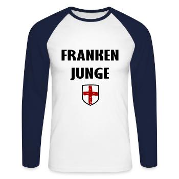 Frankenjunge - Unisex Baseballshirt langarm - Weiß/Navy - Vorne - Nik (191cm)