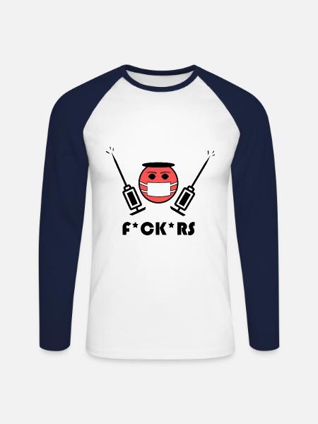 The pandemic strikes back - Unisex Long Sleeve Baseball T-Shirt - white/navy
