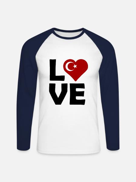 Turkish Love - Unisex Long Sleeve Baseball T-Shirt - white/navy