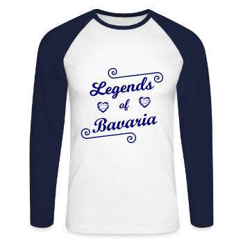 Les légendes bavaroises - T-shirt baseball manches longues Homme - blanc/marine - Devant - Nik (191cm)