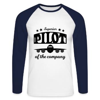 Les pilotes - T-shirt baseball manches longues Homme - blanc/marine - Devant - Nik (191cm)