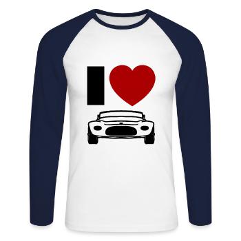 Car love - Unisex Long Sleeve Baseball T-Shirt - white/navy - Front - Nik (191cm)