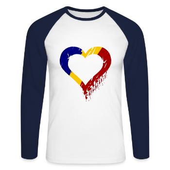 Rumänien Liebe - Unisex Baseballshirt langarm - Weiß/Navy - Vorne - Nik (191cm)