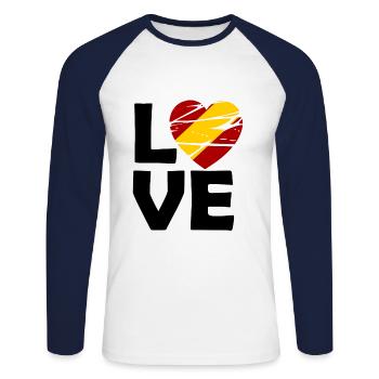Amour espagnol - T-shirt baseball manches longues Homme - blanc/marine - Devant - Nik (191cm)