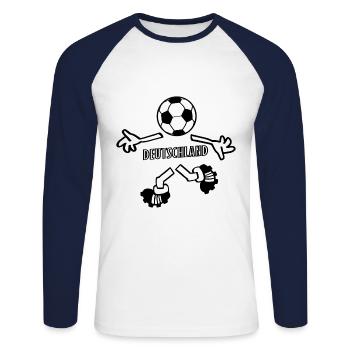 Deutscher Fußball Spieler - Unisex Baseballshirt langarm - Weiß/Navy - Vorne - Nik (191cm)
