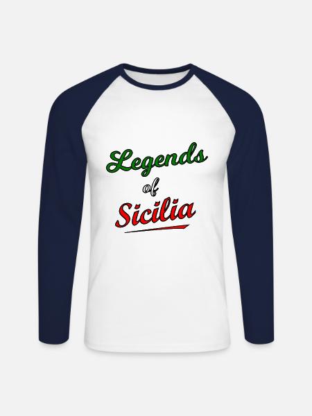 Legends from Sicily - Unisex Long Sleeve Baseball T-Shirt - white/navy
