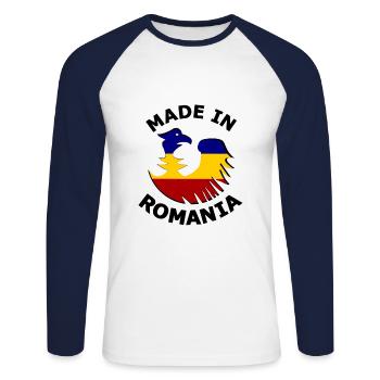 Fabriqué en Roumanie - T-shirt baseball manches longues Homme - blanc/marine - Devant - Nik (191cm)
