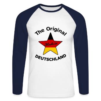 Mon Allemagne natale - T-shirt baseball manches longues Homme - blanc/marine - Devant - Nik (191cm)