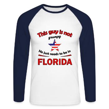 Vacances en Floride - T-shirt baseball manches longues Homme - blanc/marine - Devant - Nik (191cm)