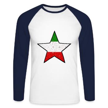 Star of Italy - Unisex Long Sleeve Baseball T-Shirt - white/navy - Front - Nik (191cm)