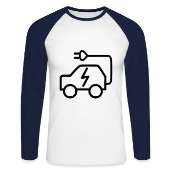 Electric vehicles - Unisex Long Sleeve Baseball T-Shirt - white/navy - Front - Nik (191cm)