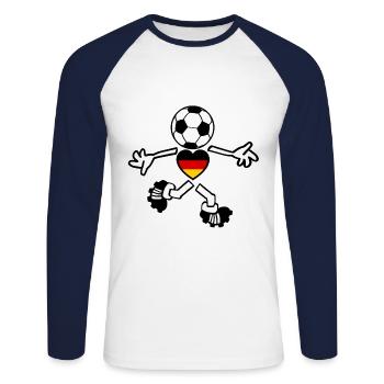 A heart for German football - Unisex Long Sleeve Baseball T-Shirt - white/navy - Front - Nik (191cm)