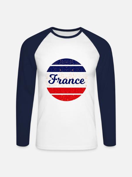 The French - Unisex Long Sleeve Baseball T-Shirt - white/navy