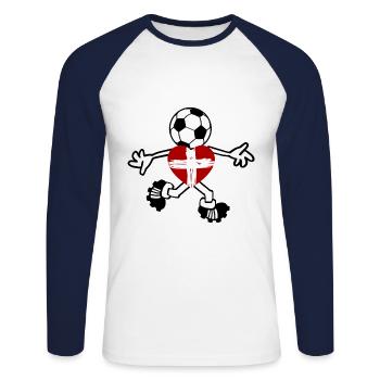 The Swiss footballer - Unisex Long Sleeve Baseball T-Shirt - white/navy - Front - Nik (191cm)