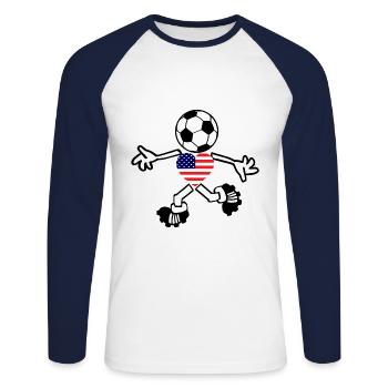 Les joueurs de football américains - T-shirt baseball manches longues Homme - blanc/marine - Devant - Nik (191cm)